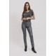 Pantalon slim gris argent