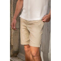 Shorts mit Waffelmuster in Beige