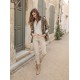 Pantalon slim beige