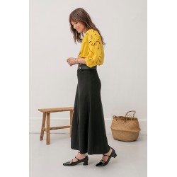 Long black flared skirt