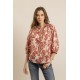 Blouse en coton imprimé brique