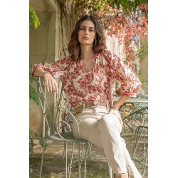 Blouse en coton imprimé brique