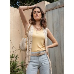 Straw-coloured modal tank top