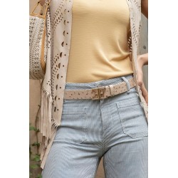 Ceinture logotée beige