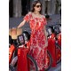 Robe longue fluide rouge et rose