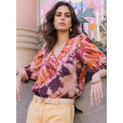 Blouse tie and dye rose et brique