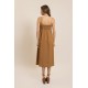 Robe midi en lin caramel