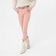 Pantalon coupe slim taille basse teinture vintage rose