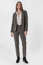 Veste tailleur à strass et clous kaki | Elora
