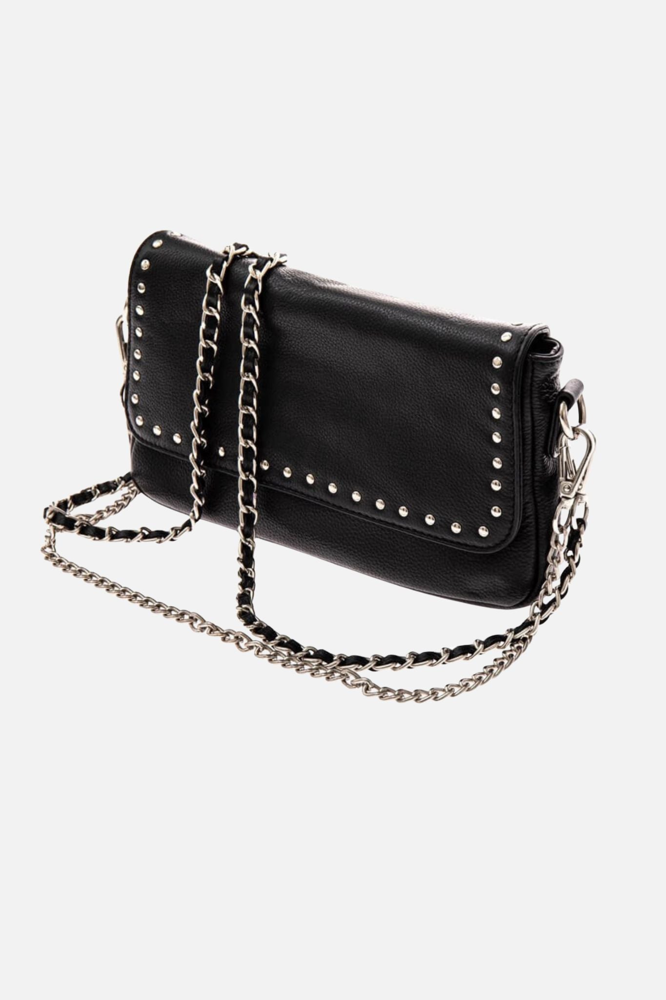 Pochette en cuir noir | Elora