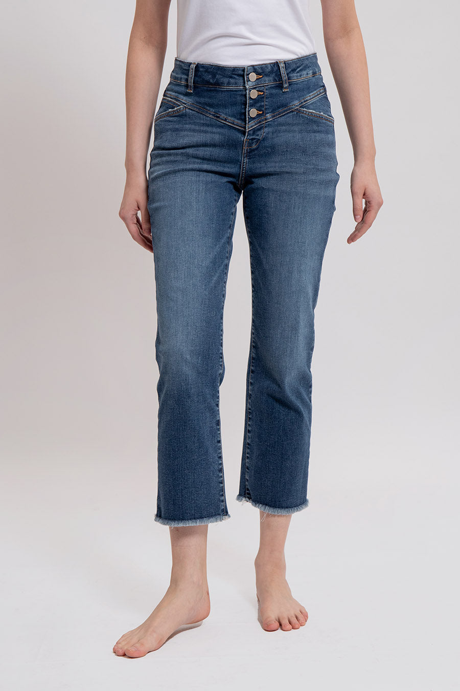 Jean bootcut cropped bleu foncé | Elora