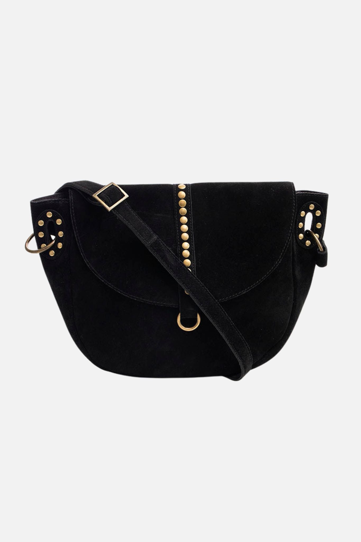 Sac besace demi-lune en suédine noir | Elora