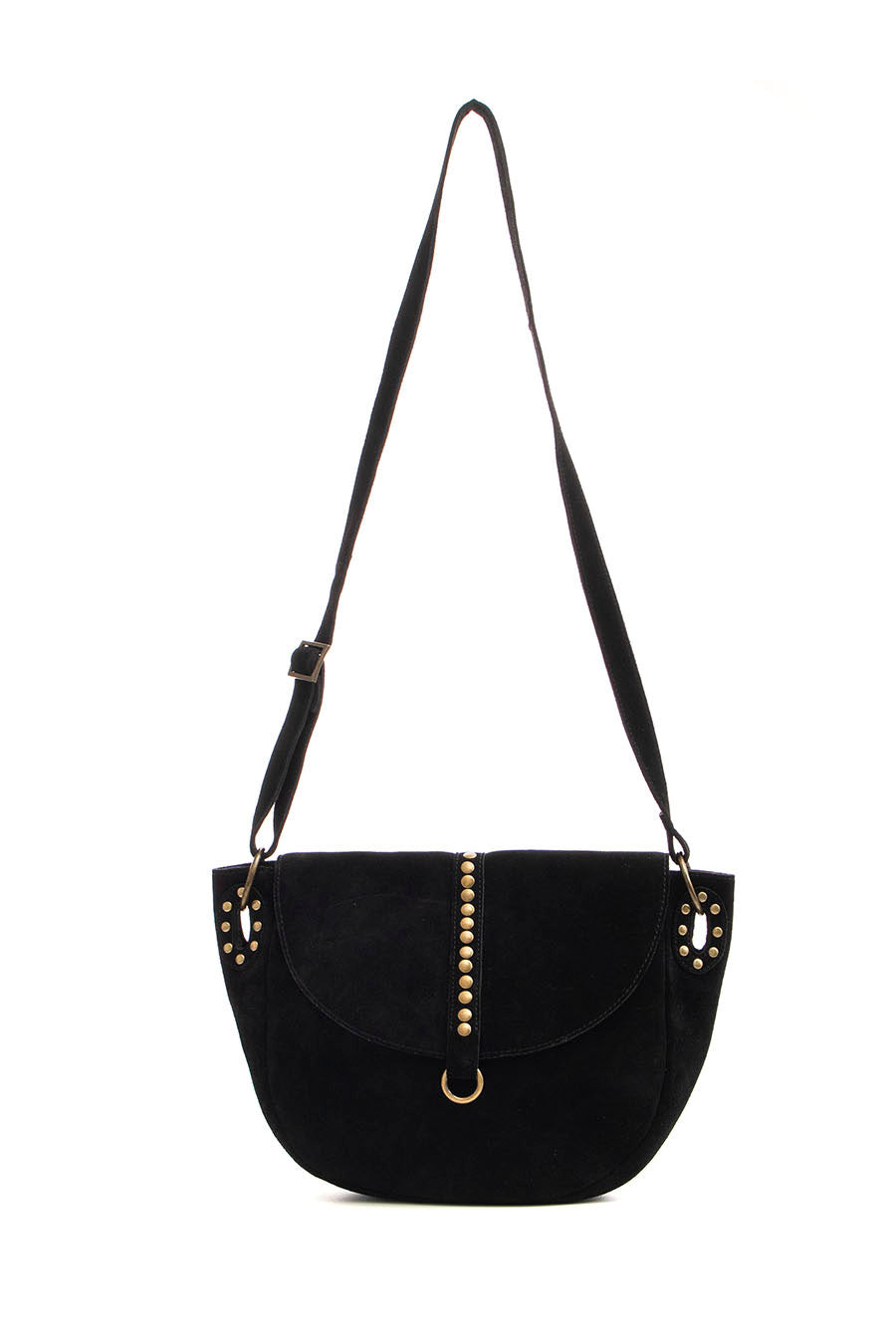 Sac besace demi lune en suédine noir | Elora