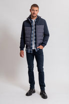 Blouson matelassé à capuche coloris navy | Elora