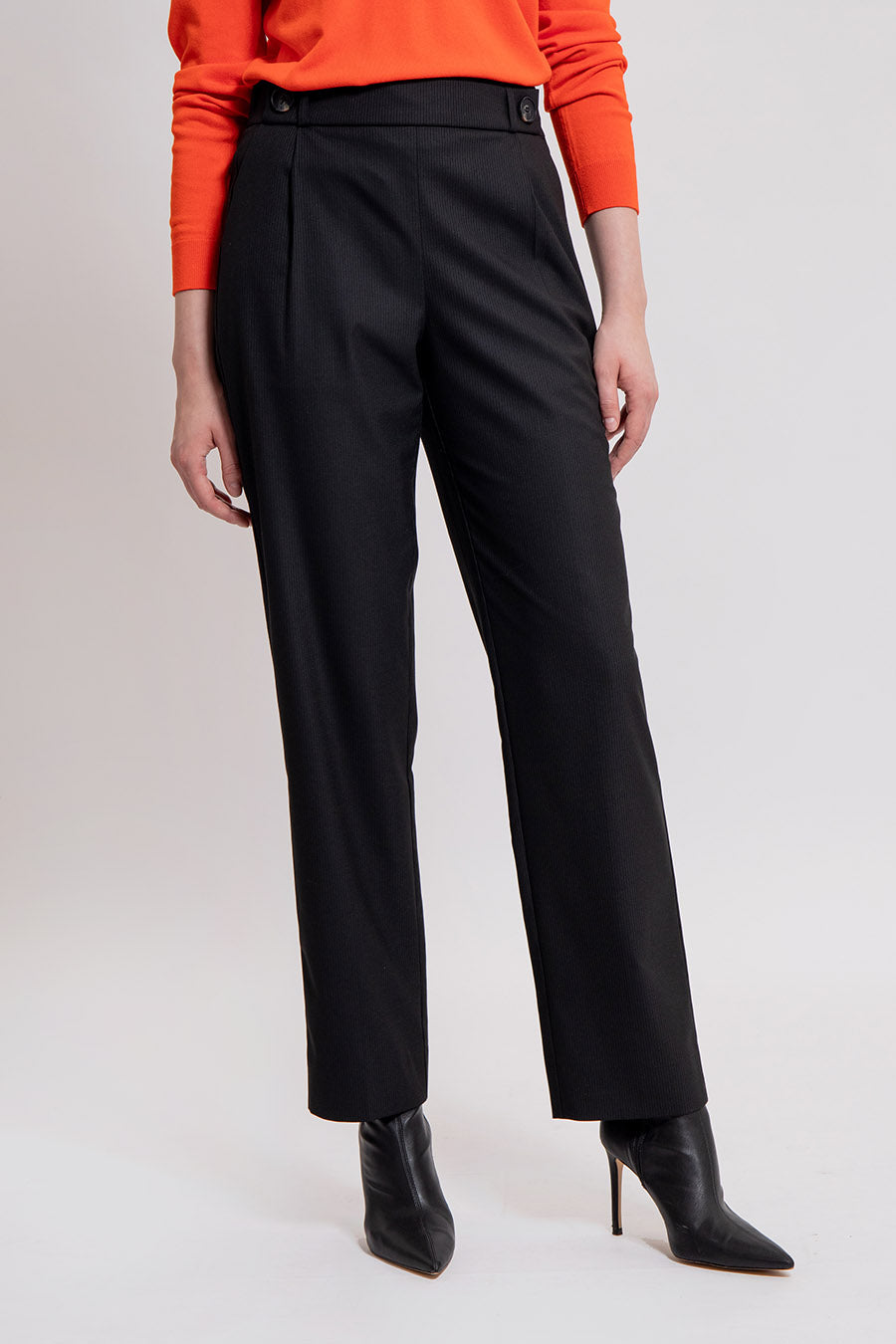 Pantalon large à fines rayures gris | Elora