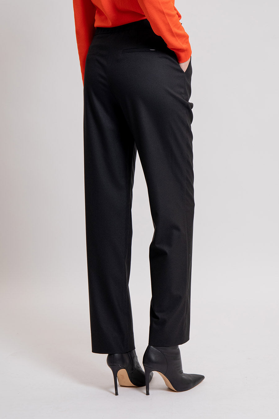 Pantalon large à fines rayures gris | Elora