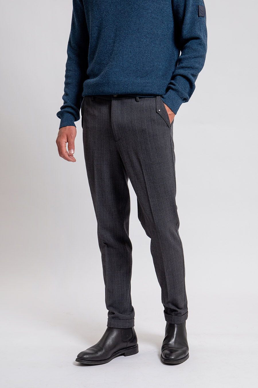 Pantalon coupe droite effet tweed gris | Elora