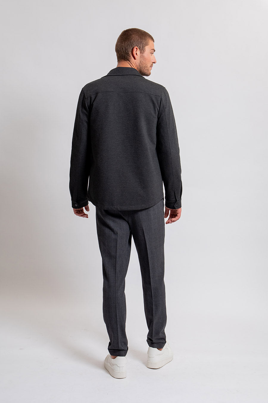 Surchemise en maille milano gris chiné | Elora