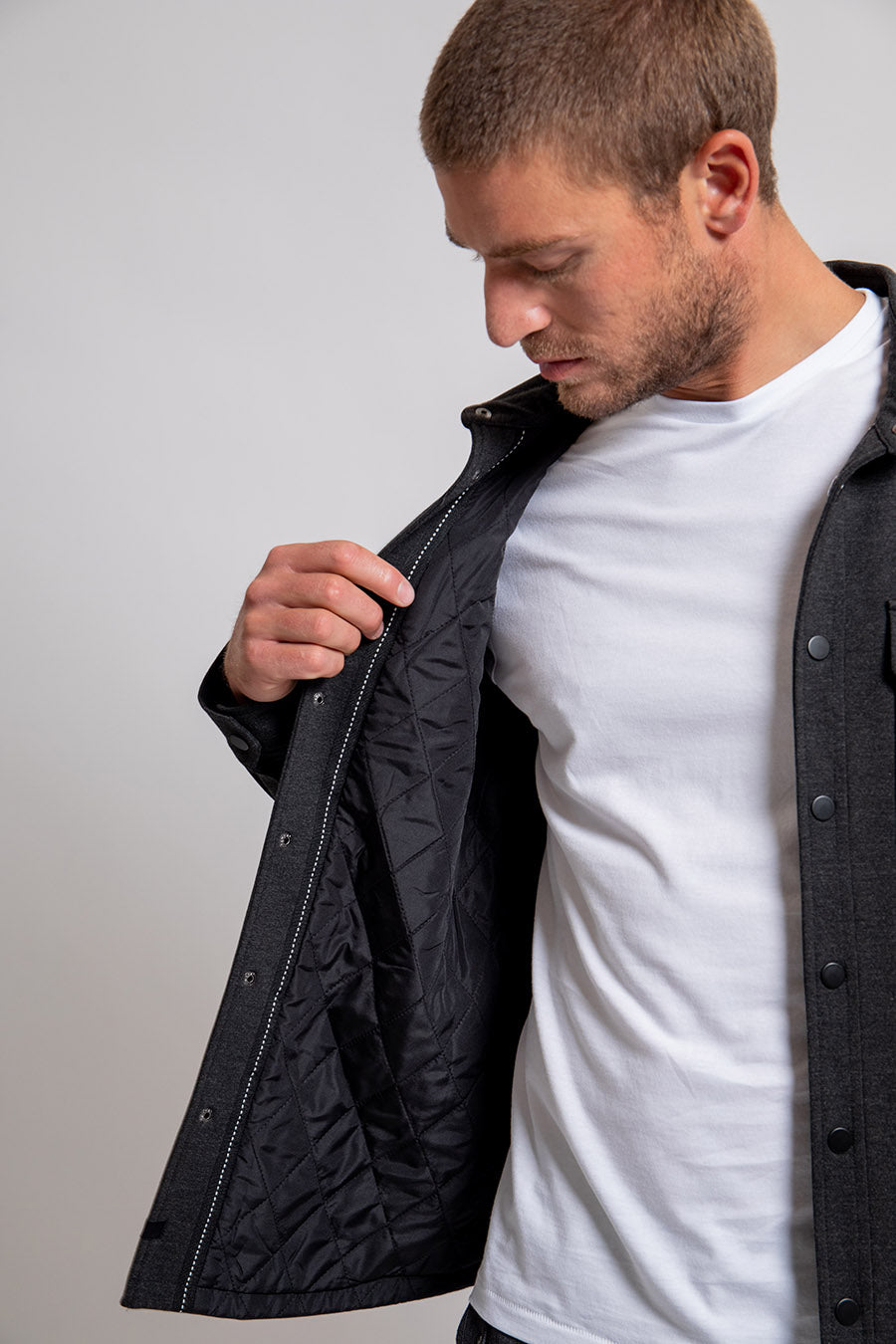 Surchemise en maille milano gris chiné | Elora