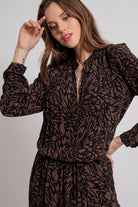 Robe longue taille baisse bicolore choco et noir | Elora