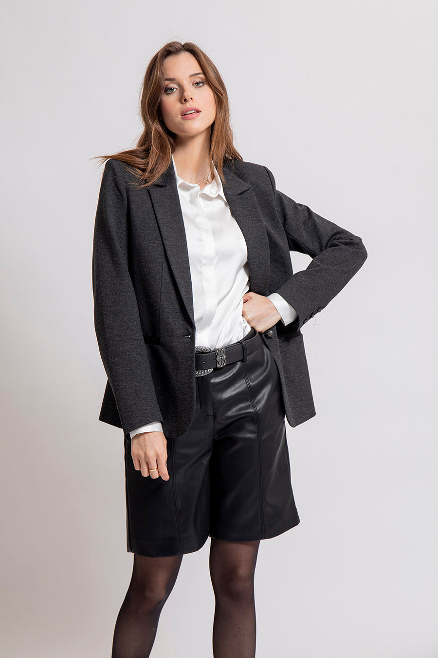 Chemise en satin blanc cassé | Elora