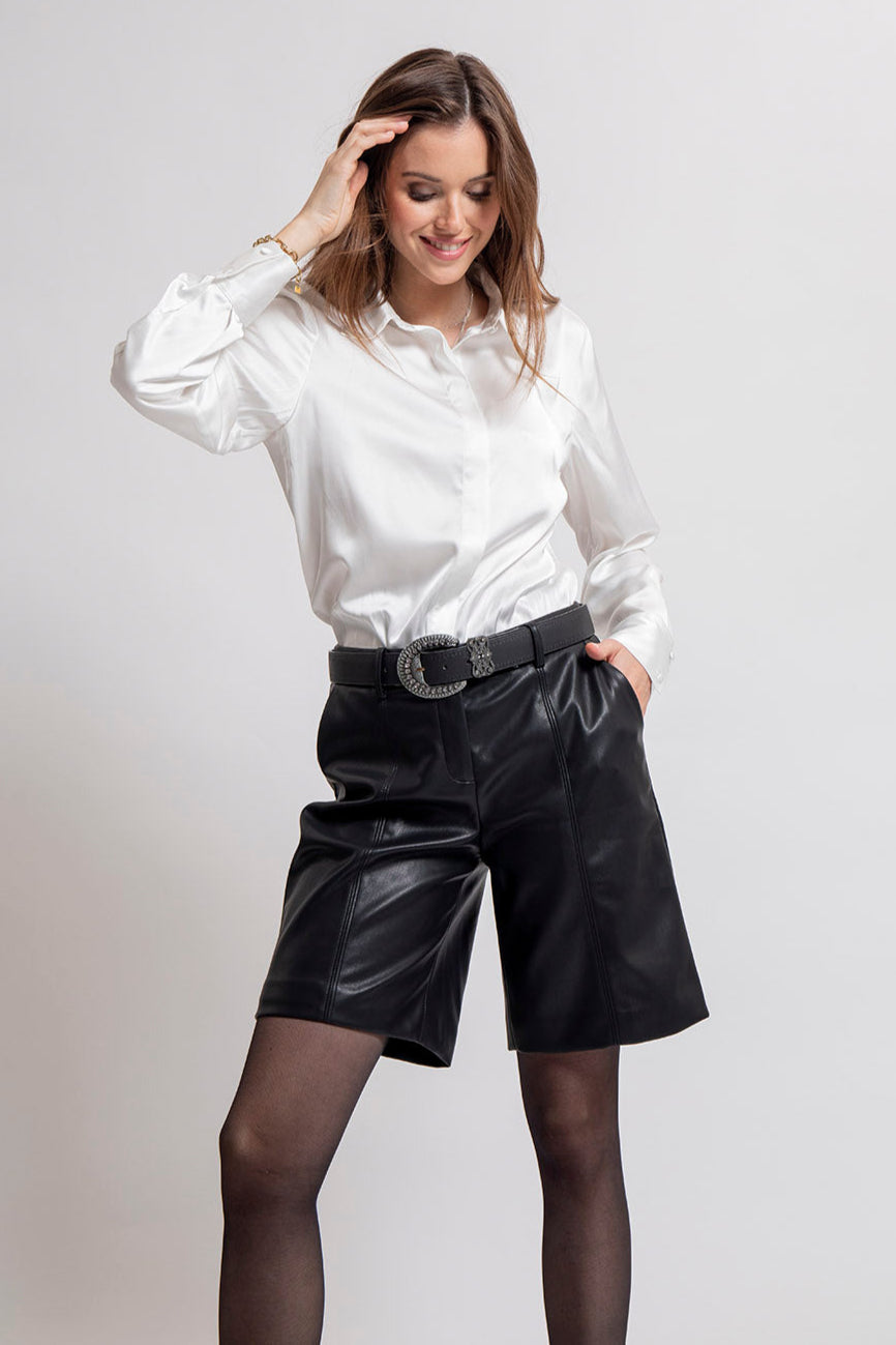 Chemise en satin blanc cassé | Elora