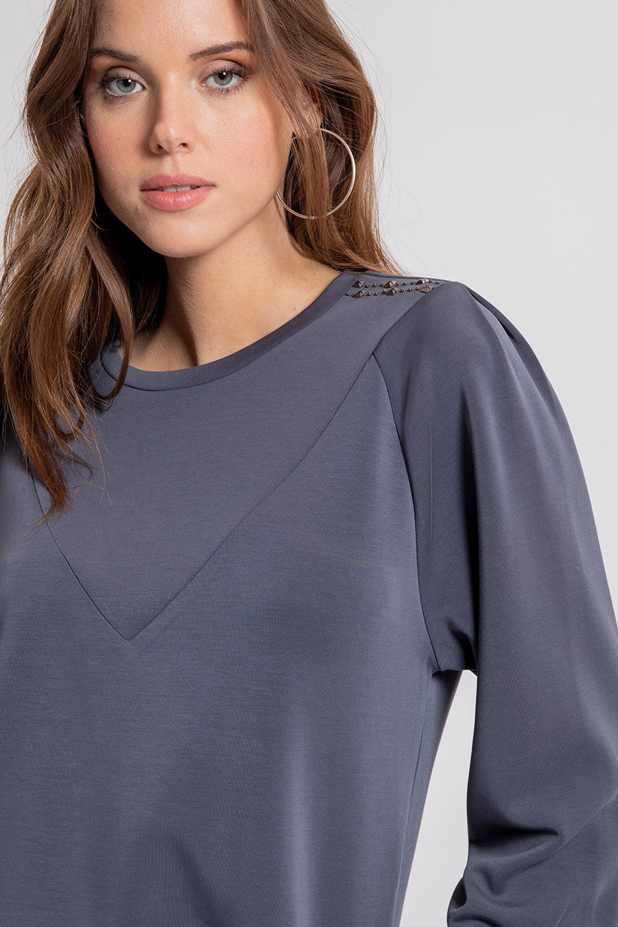 Sweat ultra doux coloris acier | Elora