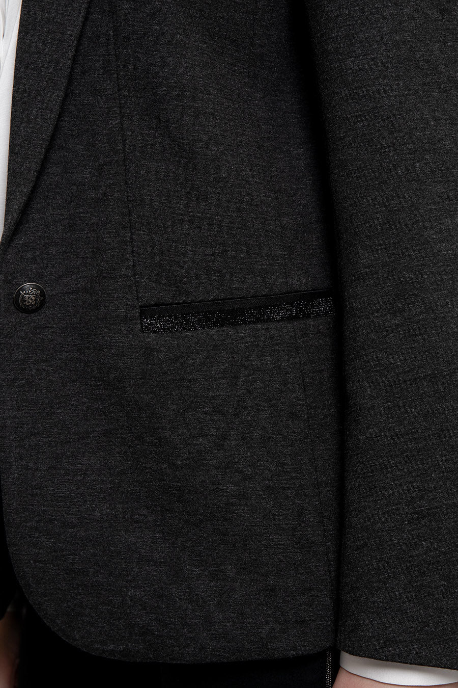 Veste tailleur en maille milano gris chiné | Elora