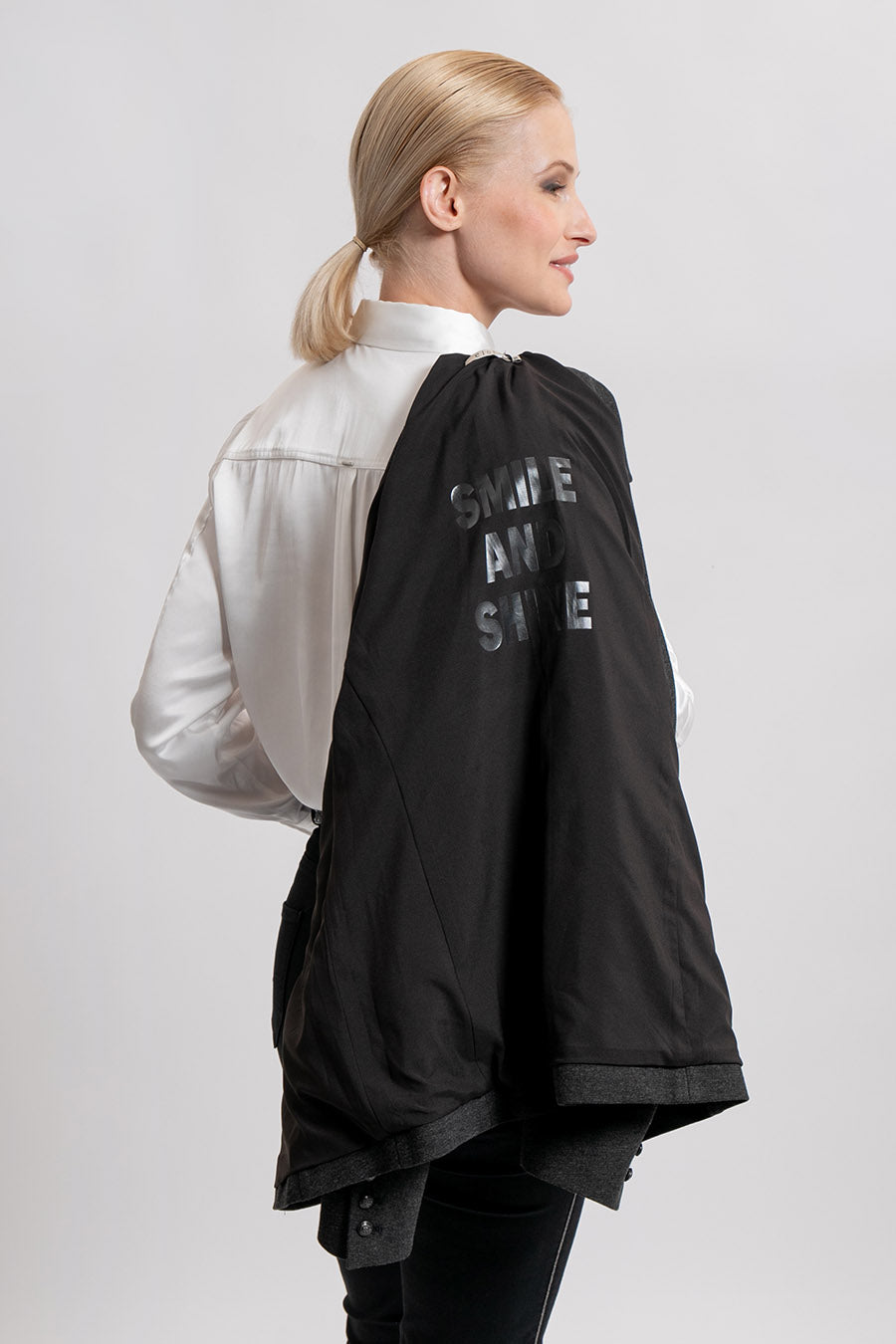 Veste tailleur en maille milano gris chiné | Elora