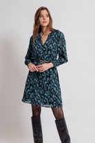 Robe droite imprimé floral bleu | Elora
