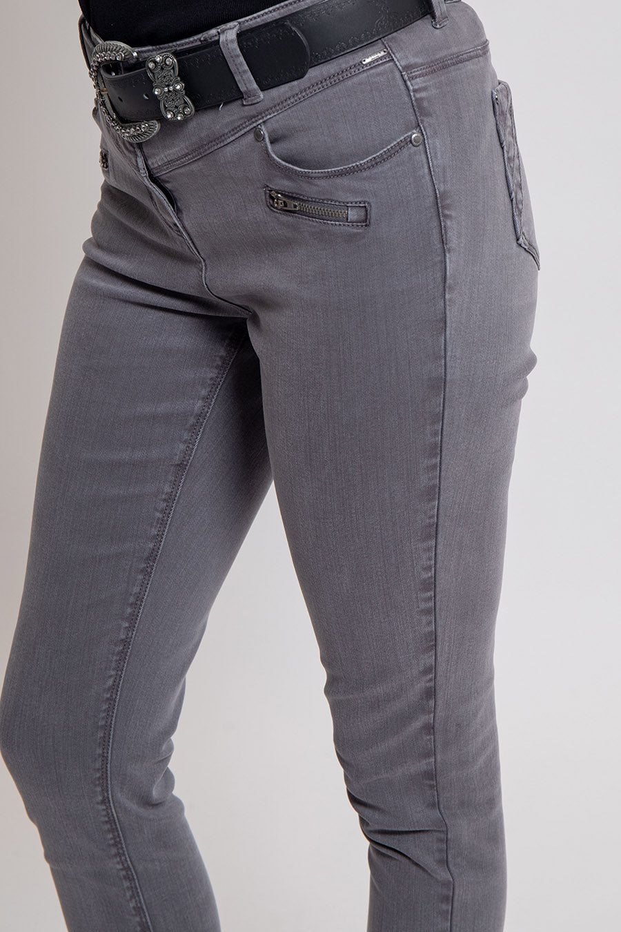 Pantalon coupe slim galbante coloris gris | Elora