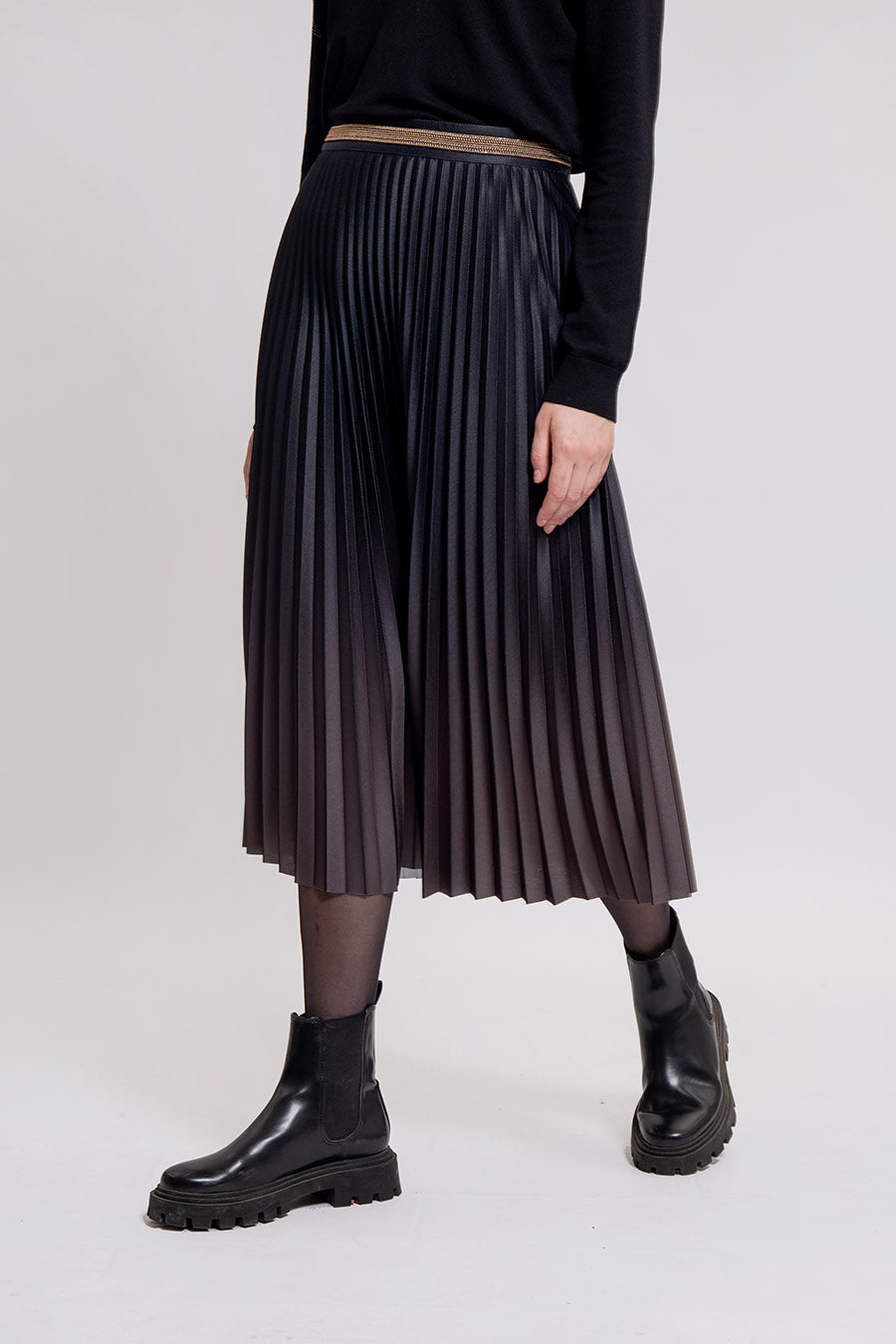 Jupe plissée tie and dye navy et kaki | Elora