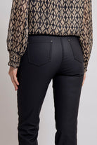 Pantalon noir coupe flare enduit effet cuir | Elora