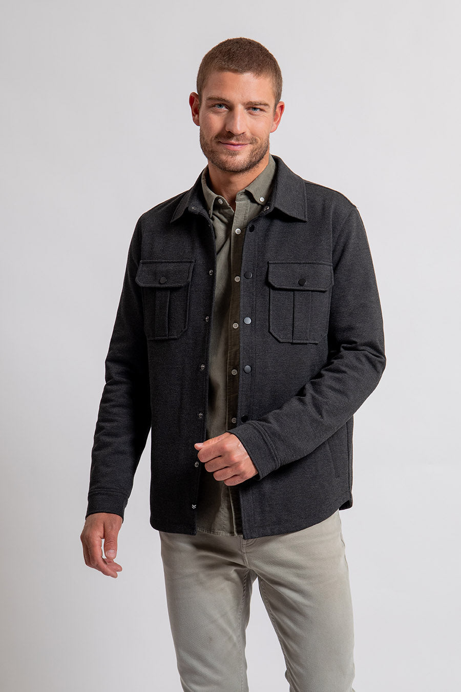 Surchemise en maille milano gris chiné | Elora