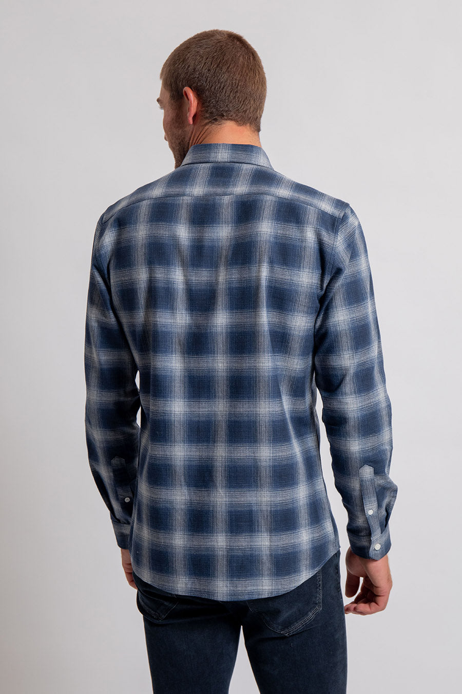 Chemise tartan coupe regular à carreaux bleu | Elora