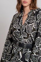 Robe au maxi motif floral imprimé écru et noir | Elora