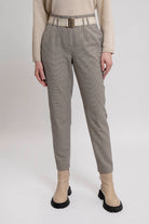 Pantalon coupe cigarette à carreaux beiges | Elora