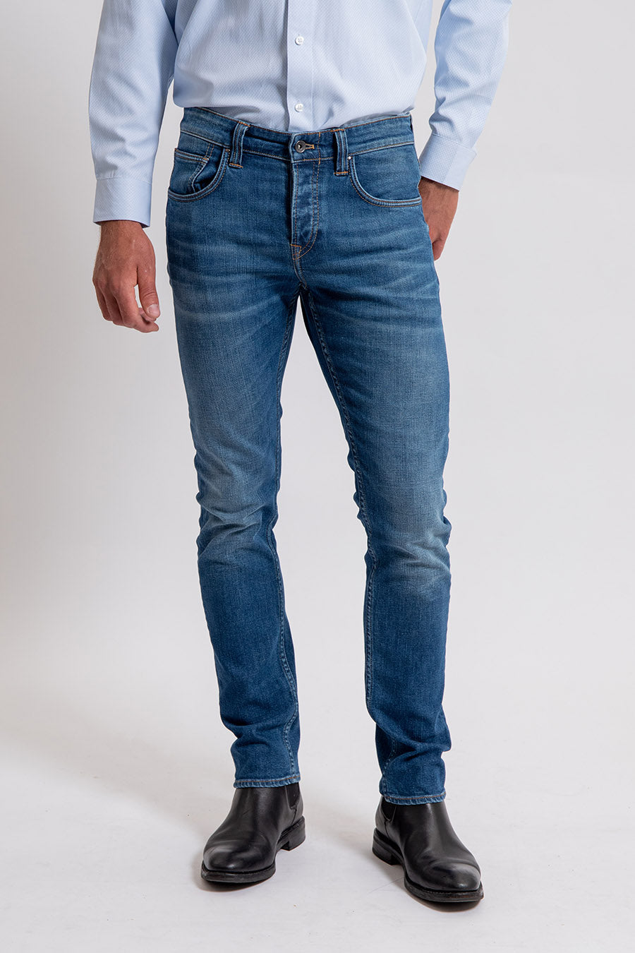 Jean coupe droite fittée bleu | Elora