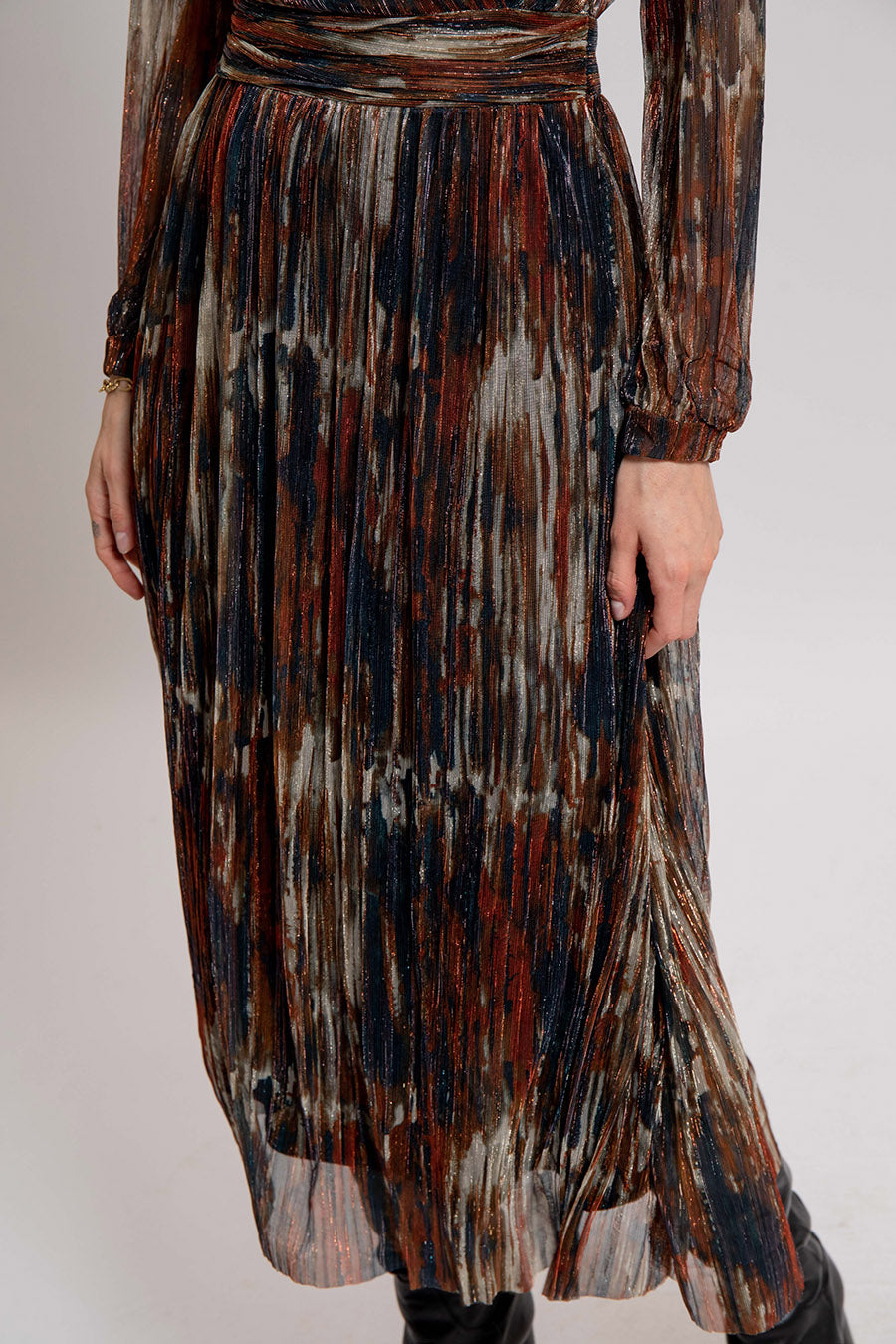 Robe multicolore en maille résille incrustée de lurex | Elora