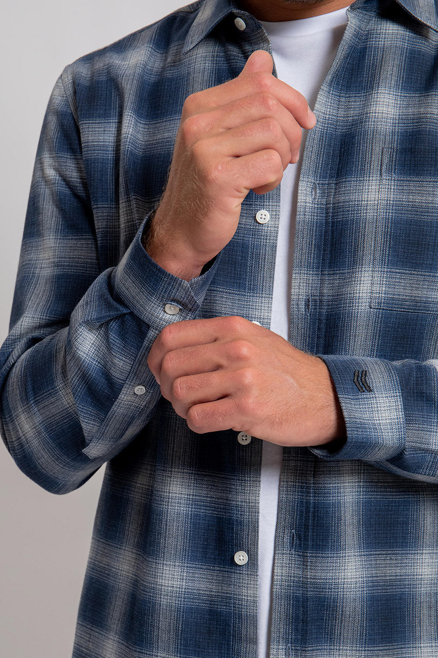 Chemise tartan coupe regular à carreaux bleu | Elora