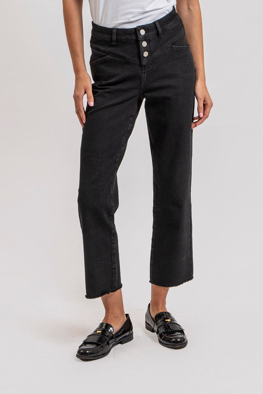 Jean bootcut cropped noir | Elora