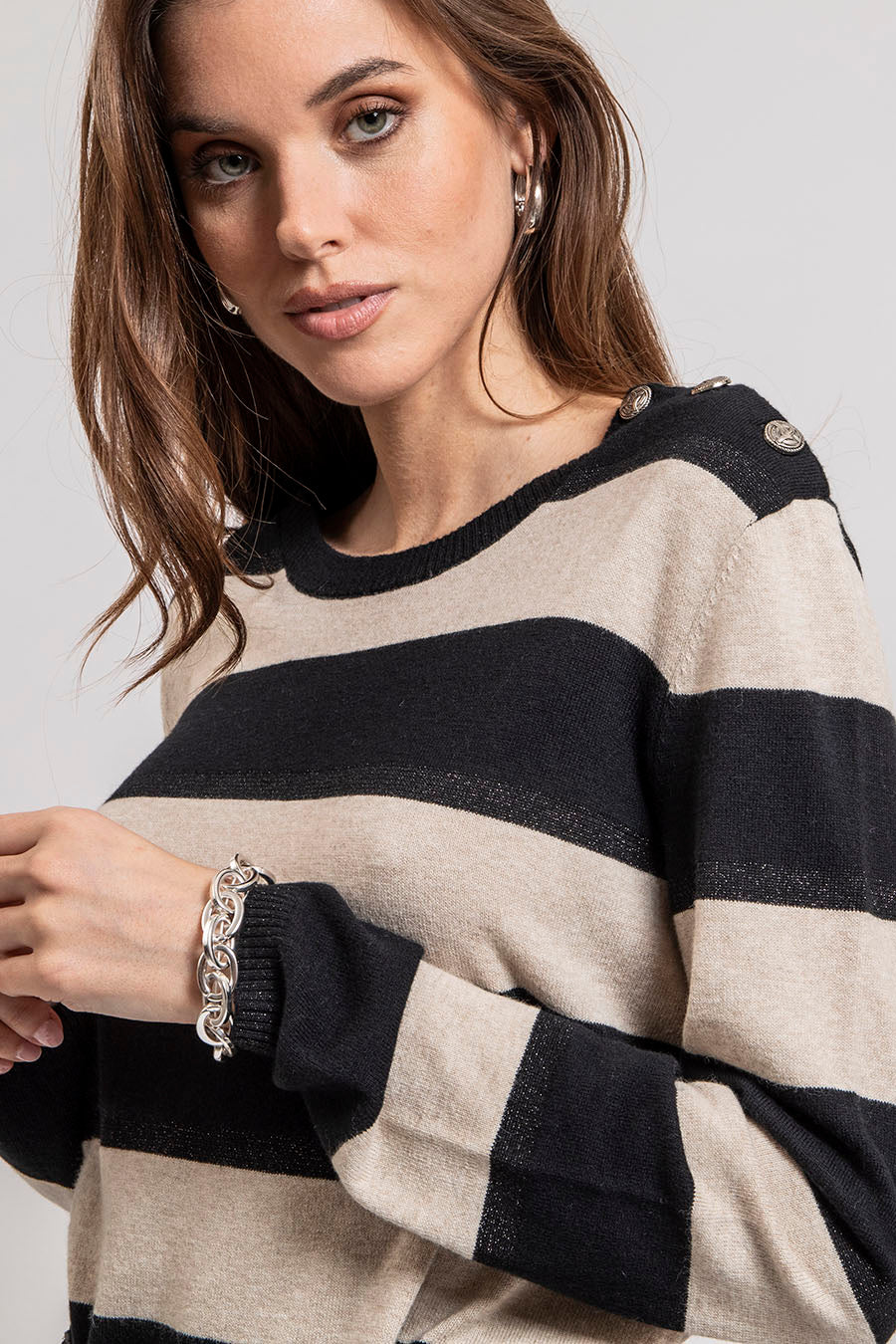 Pull marinière écru et noir | Elora