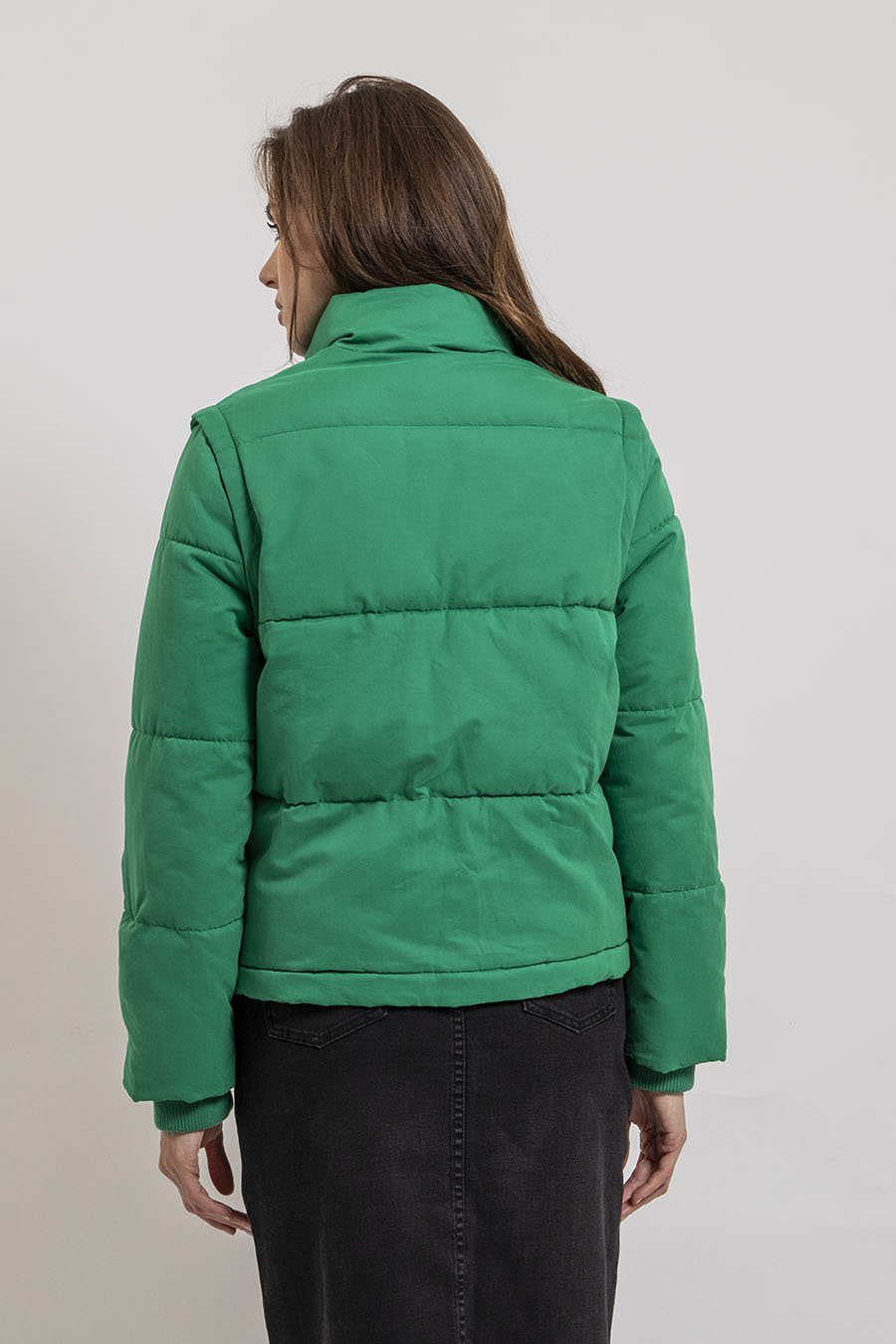 Doudoune verte manches amovibles | Elora