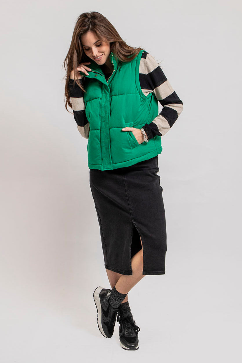 Doudoune verte manches amovibles | Elora