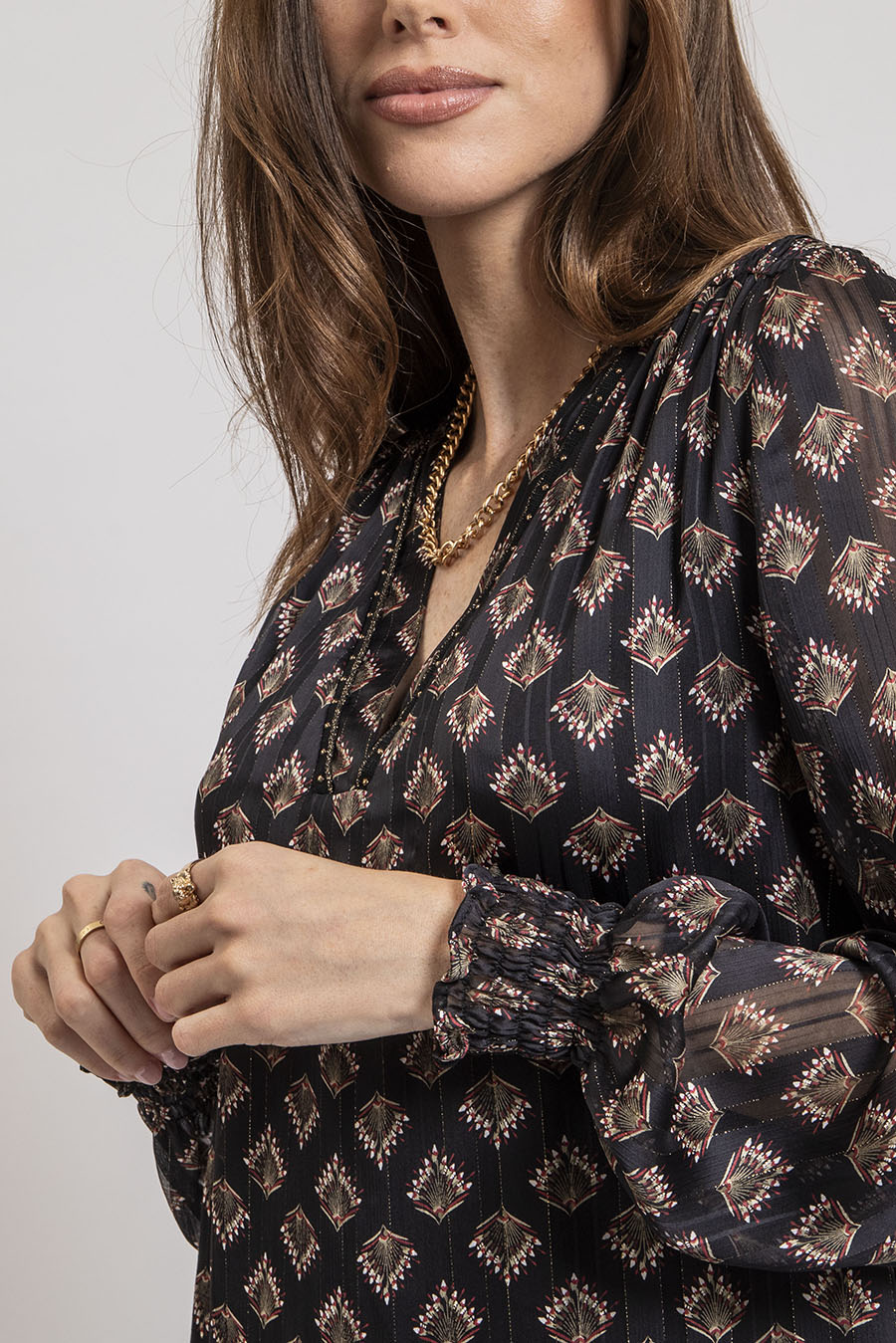 Robe courte imprimé noir et bordeaux | Elora