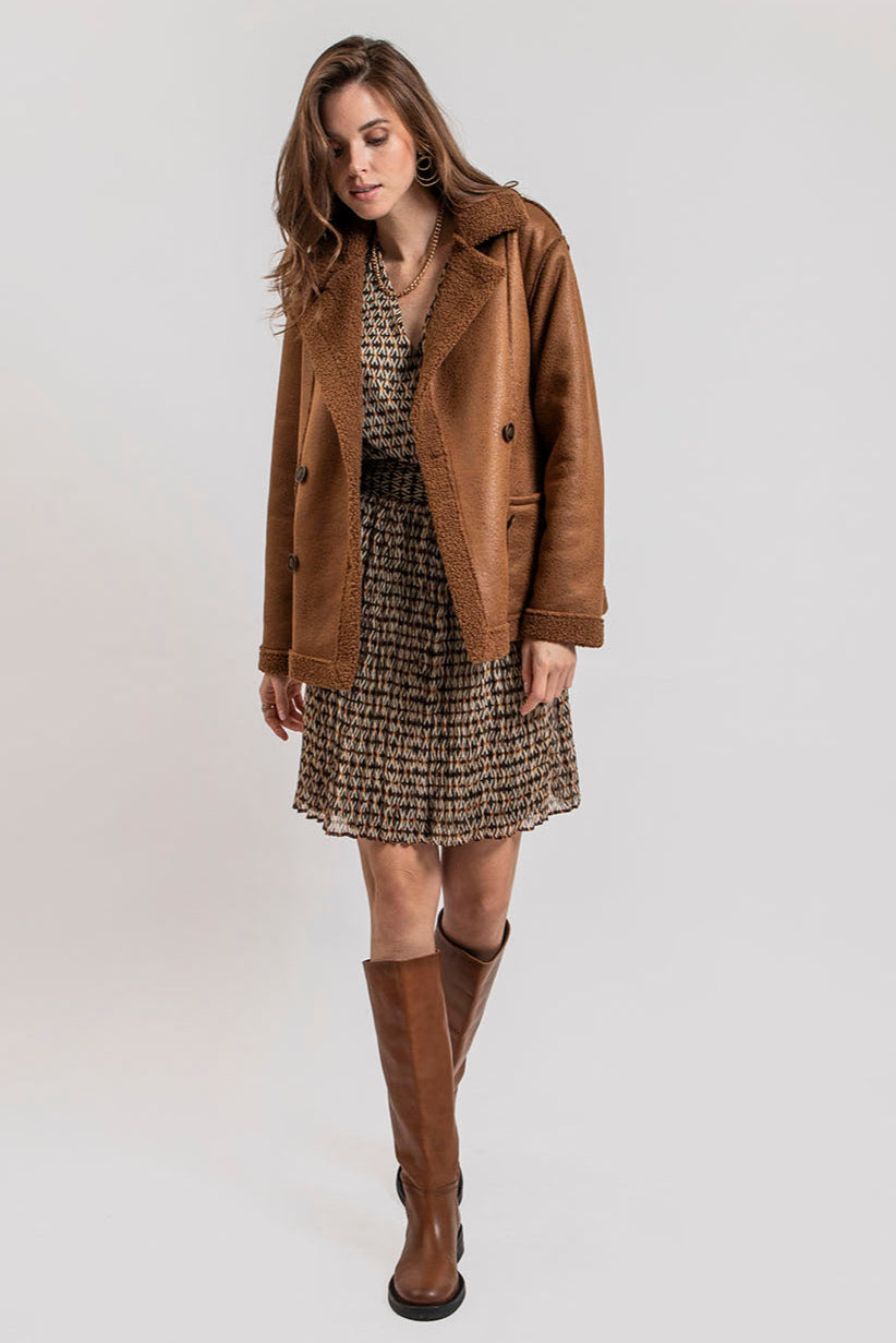 Manteau réversible coloris toffee | Elora