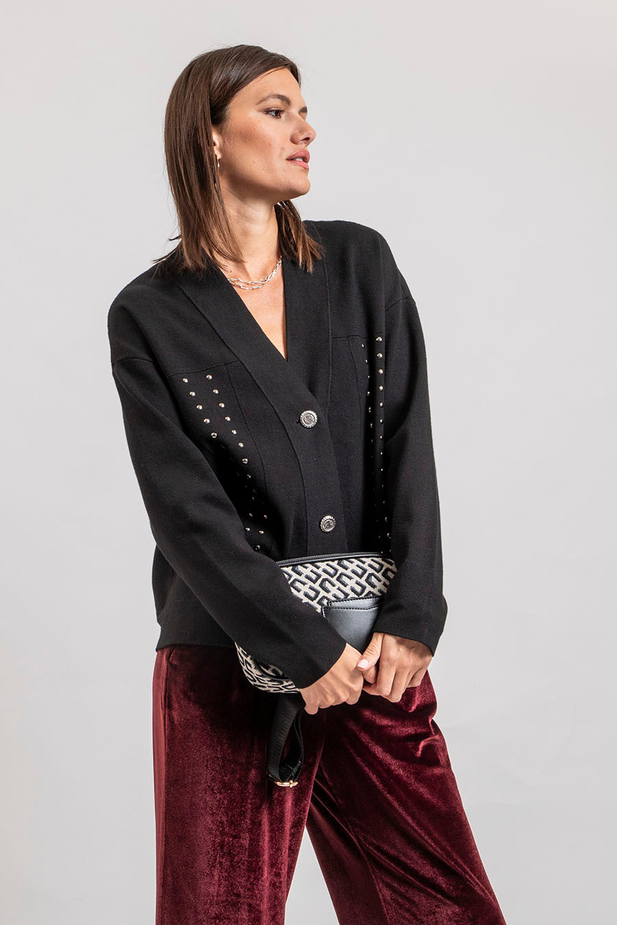 Cardigan coloris noir | Elora