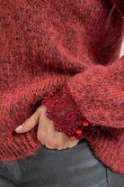 Pull coloris bruyère détails dentelle | Elora