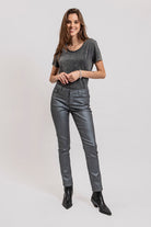 Pantalon slim gris argent | Elora