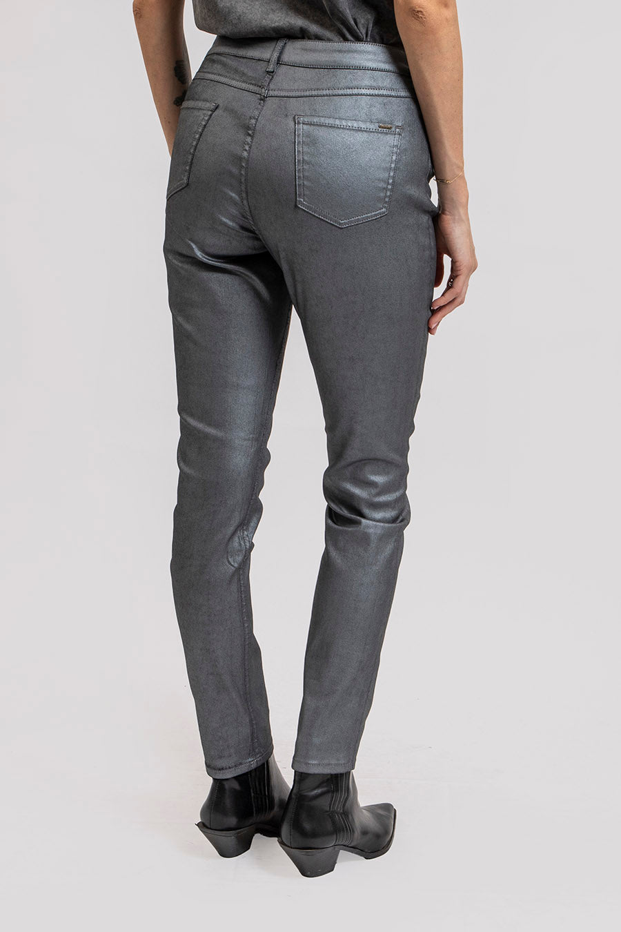 Pantalon slim gris argent | Elora